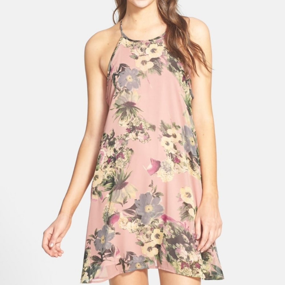 Peach floral swing dress - Picture 1 of 5